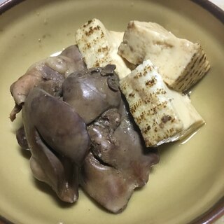 酒の肴：鶏肝焼き豆腐煮